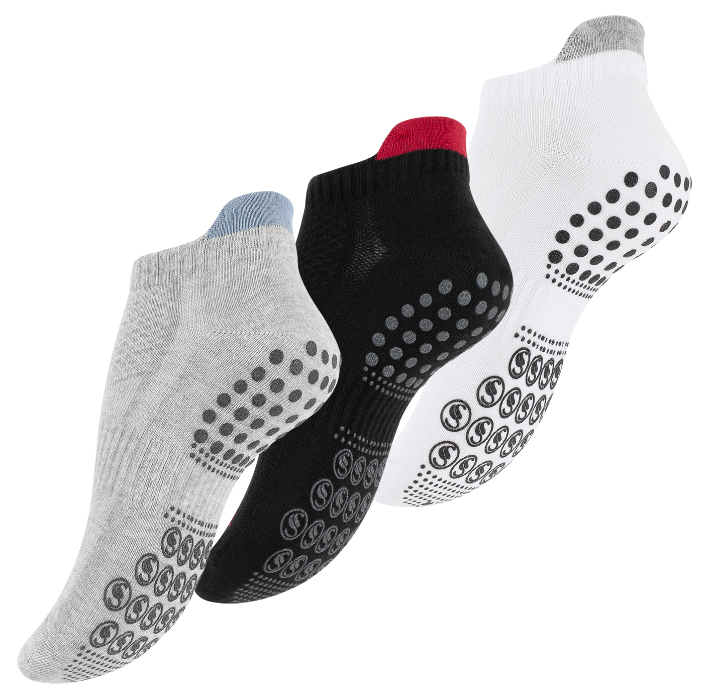 PUTUO Rutschfeste Yoga Socken für Damen: Antirutsch Stoppersocken Baumwolle  ABS Sportsocken mit Noppen für Pilates Barre Ballett Tanz Fitness 3 Paare  EU 36-41 : : Fashion