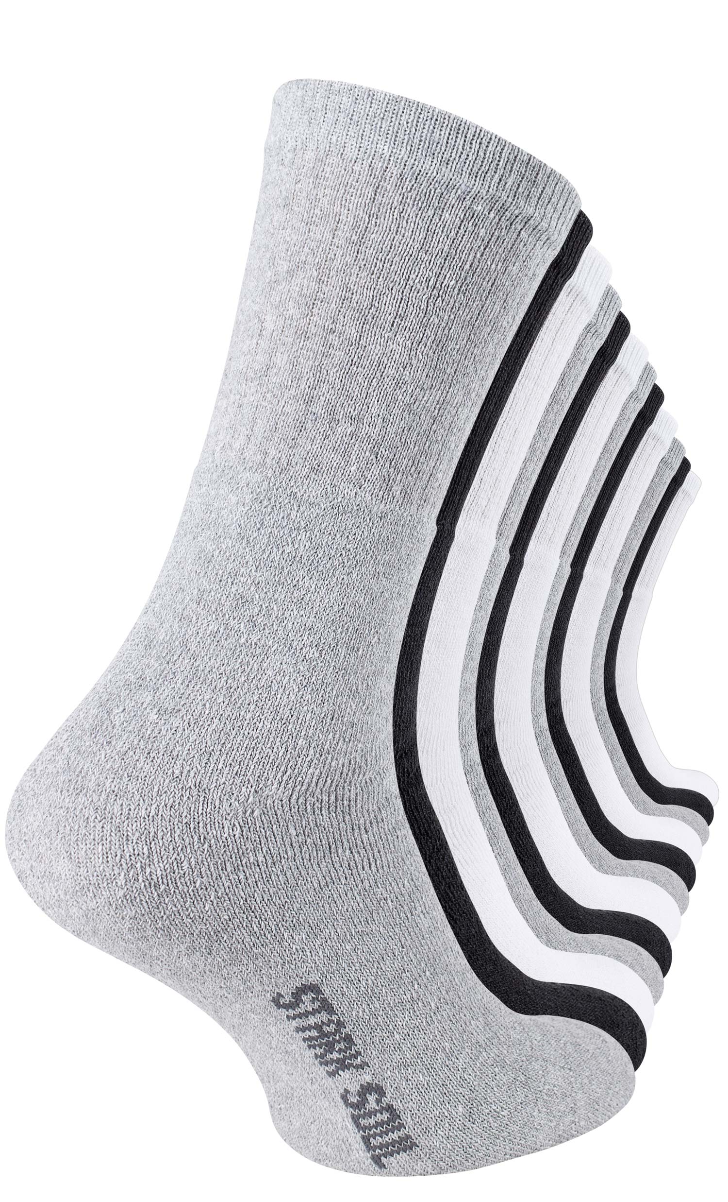 Crew Socken - 6 oder weiss, Paar Damen grau | Tennissocken | schwarz, Sockswear 12 in